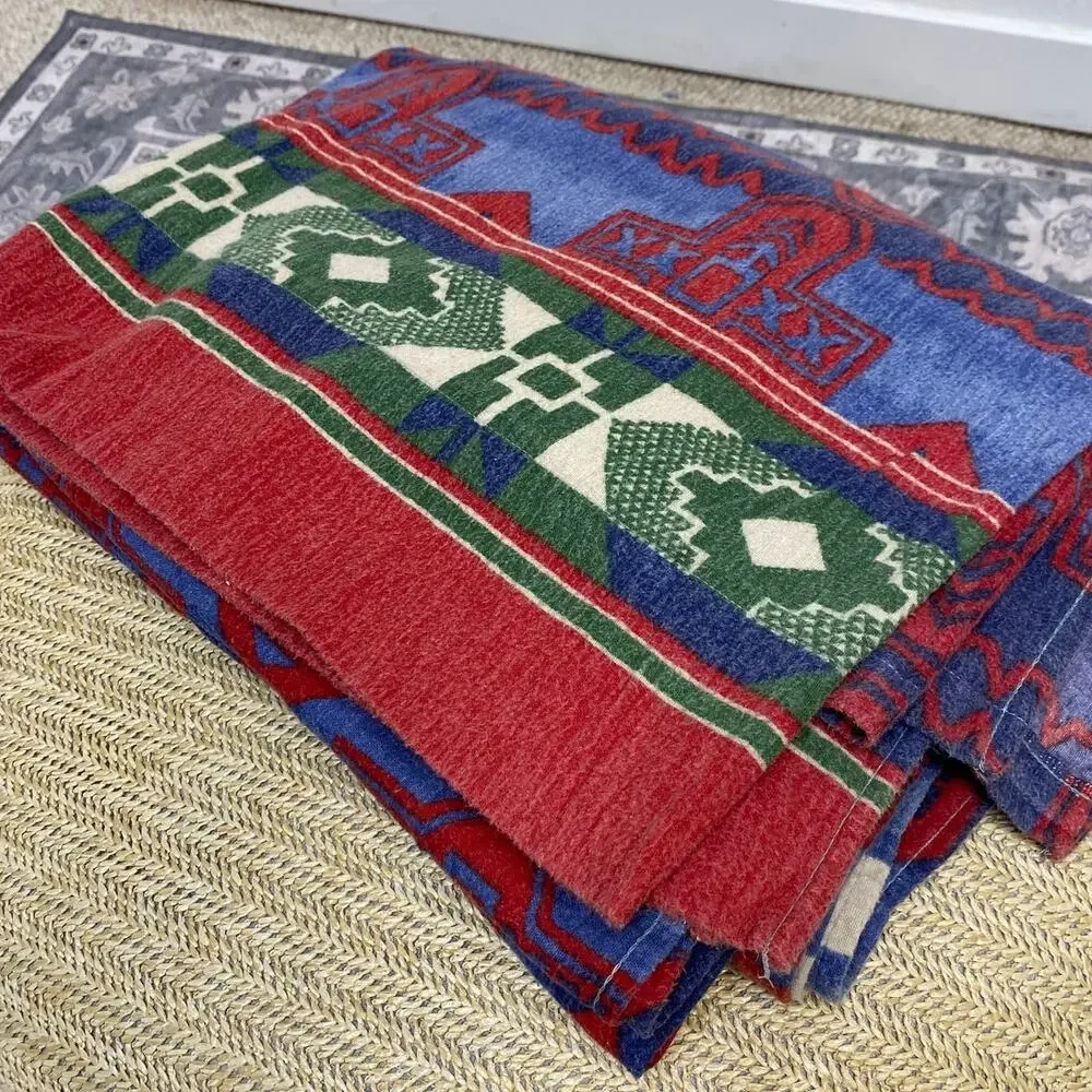 Vtg Ralph Lauren Twin Flat Sheet Southwest Trading Post 100% Cotton Flannel USA